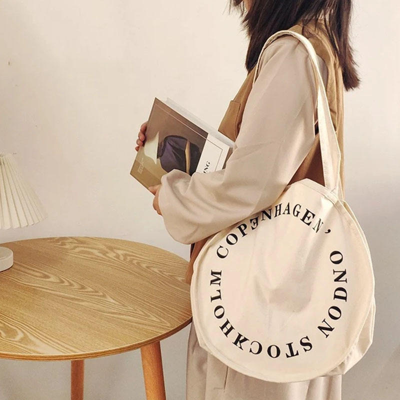 Round Printed Organic Cotton Tote Bag | 100% Organic Cotton | 160g/m² | Bulk Custom - April Su