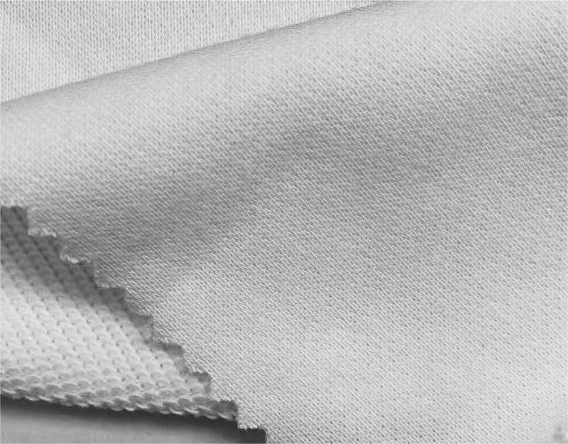 White fabric swatch showing the true color of the Organic Cotton Recycled Polyester Sweatshirt.