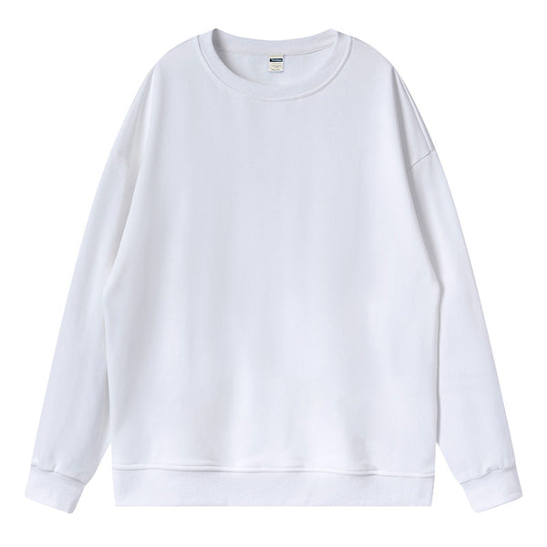 Front view of the White 300g Heavyweight Organic Cotton Recycled Polyester Sweatshirt.