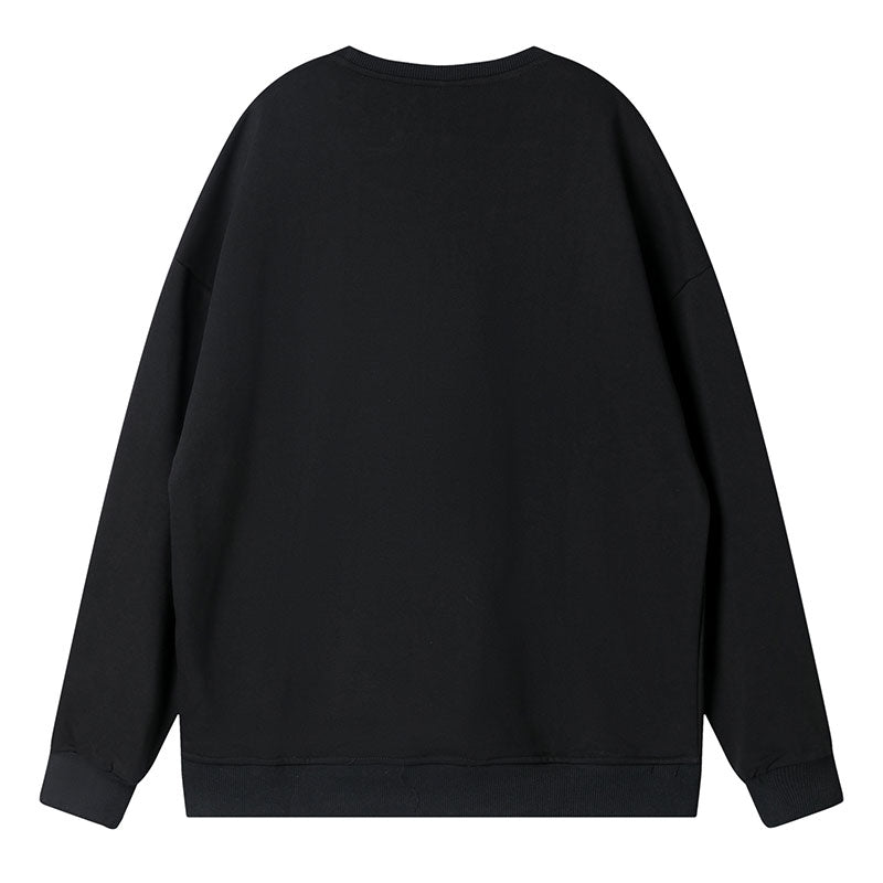 Back view of the Black Unisex Heavyweight Organic Cotton Sweatshirt.