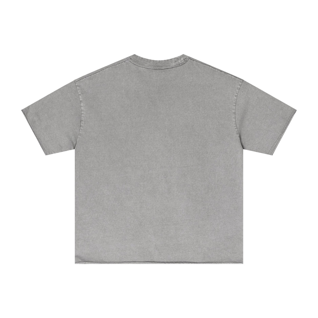 Light Gray Raw-Edge T-Shirt Back | Artisan Distressing Technique | Bulk Custom Streetwear Apparel