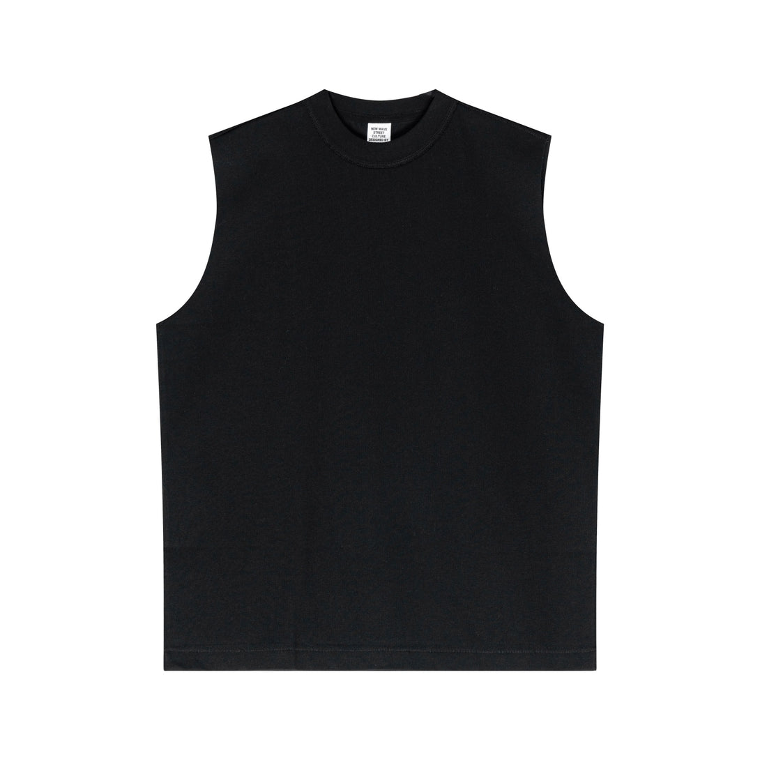 Black oversized tank front - quick-dry tech and Sorona-cotton blend for streetwear suppliers