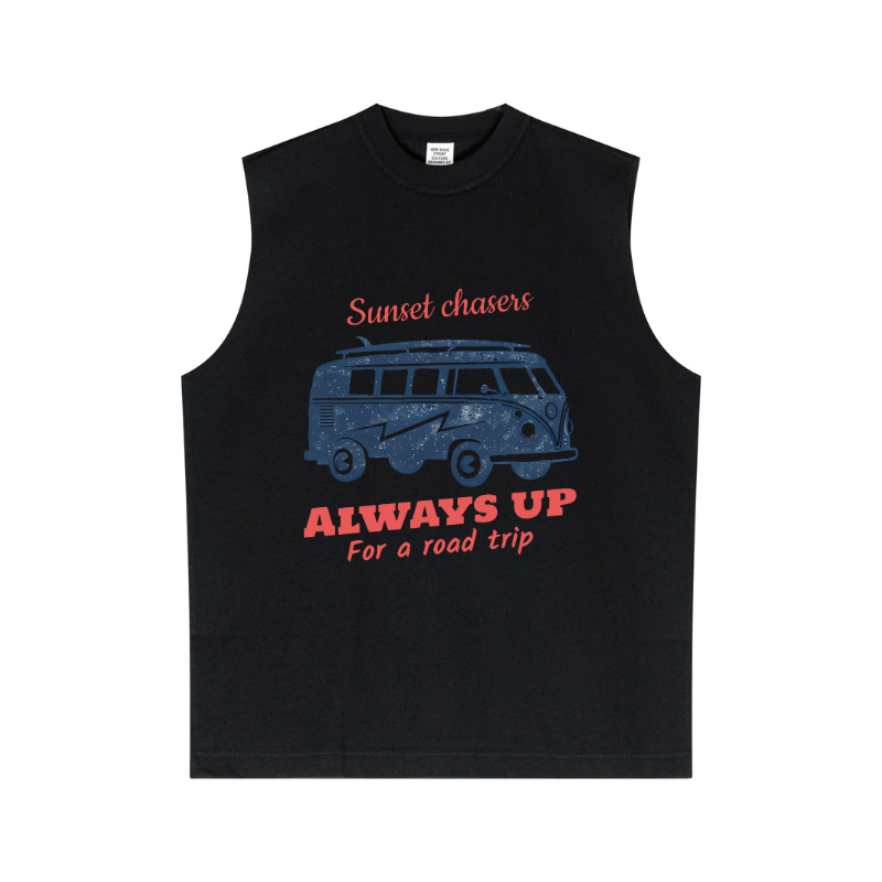 Front print on Black athletic tank - quick-dry tech for bulk activewear suppliers