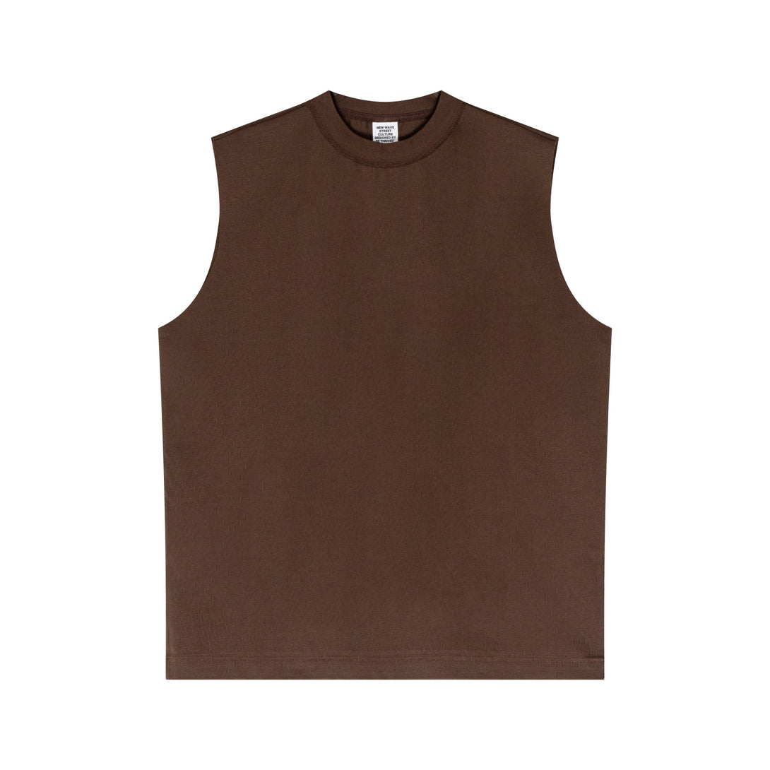 Coffee brown tank top front - quick-dry Sorona-cotton blend for wholesale activewear