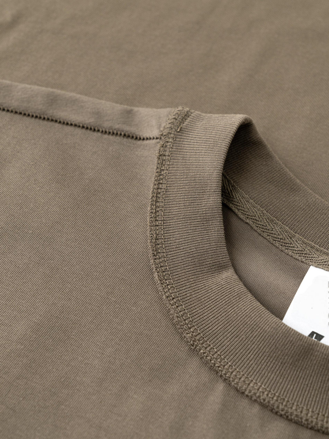Gray Camel tank collar close-up - reinforced stitching with Sorona fabric durability