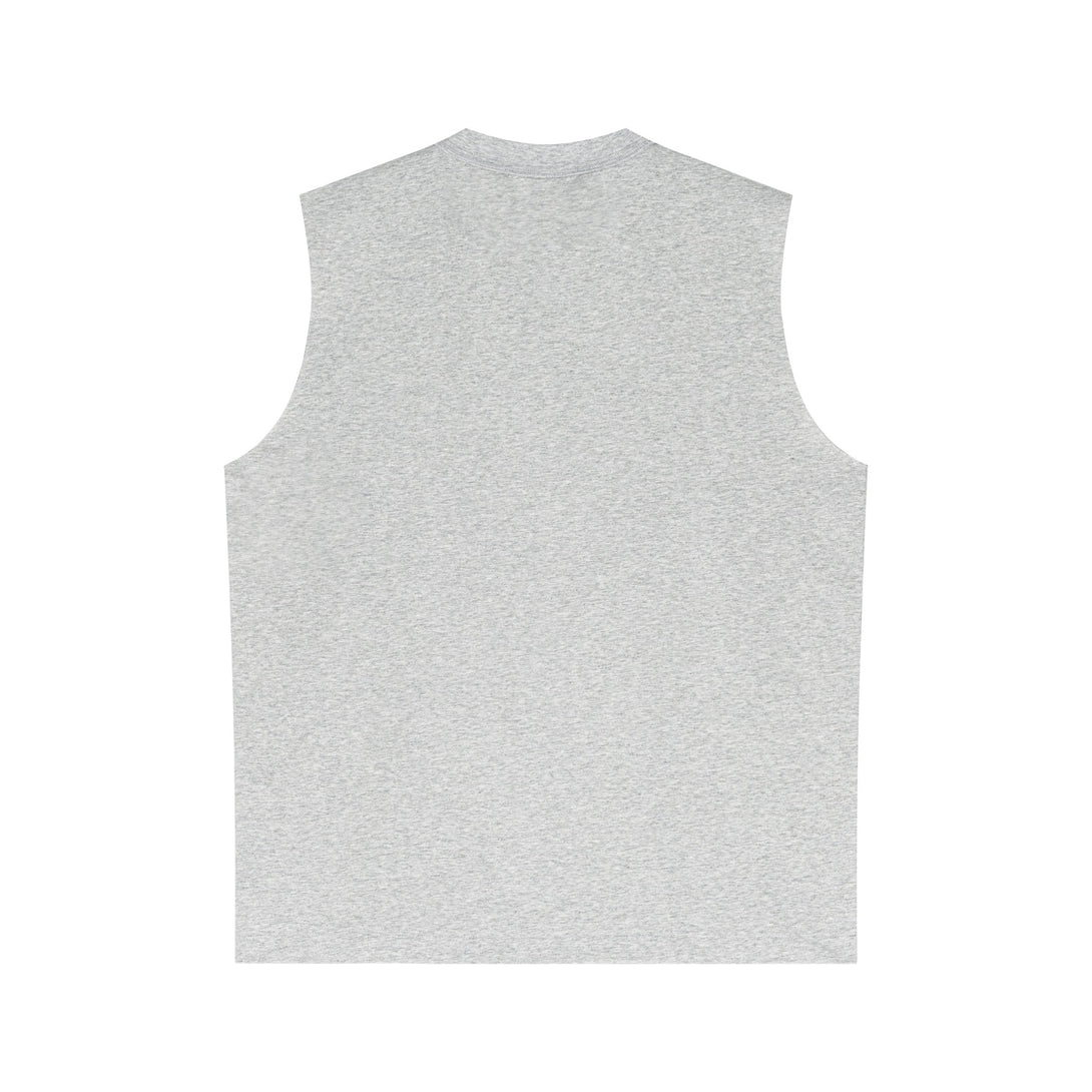 Back view of Light Grey athletic tank - sustainable fabric for gym-to-street wholesale