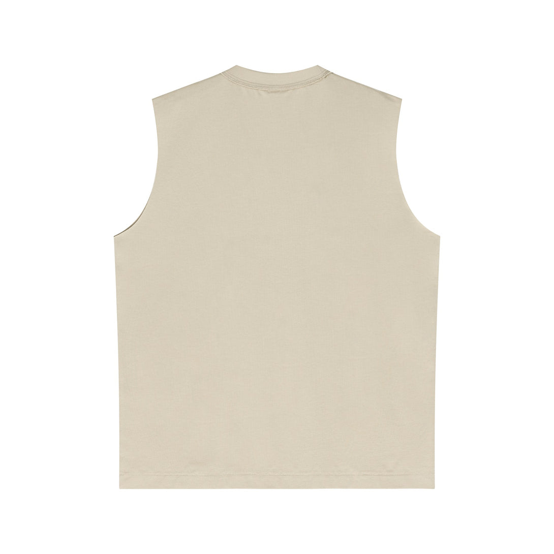 Back view of Sandy Apricot oversized tank - sustainable streetwear essential for suppliers