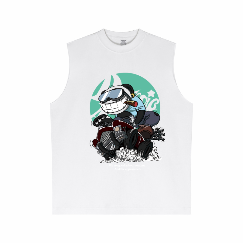 Graphic detail on White oversized tank - Sorona-cotton blend for streetwear wholesale