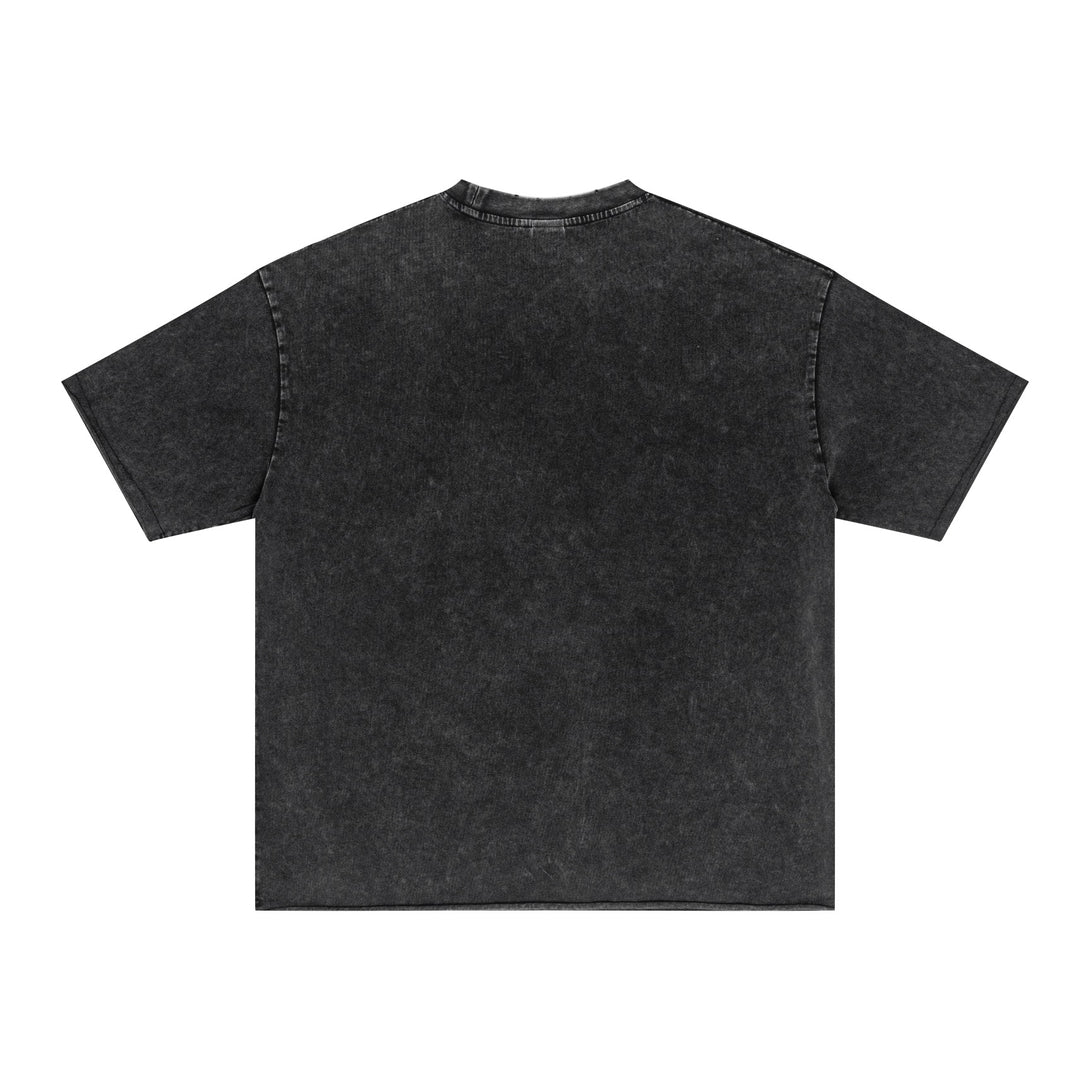 Black Raw-Edge T-Shirt Back | Artisan Distressing Technique | Bulk Custom Streetwear Apparel