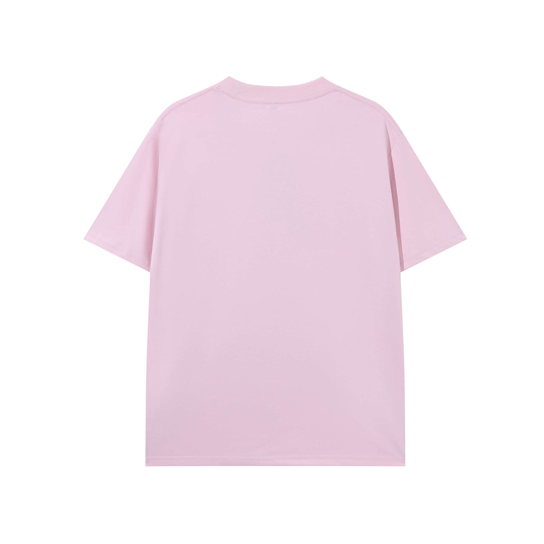 Pink plain tee back view for custom printing
