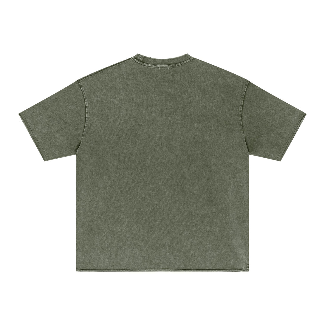 Army Green Eco Distressed T-Shirt Back | Sustainable Craftsmanship | Team Merchandise Manufacturing