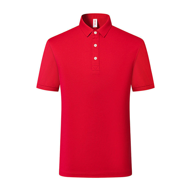 Red quick-drying polo shirt front - eco-friendly corporate wear