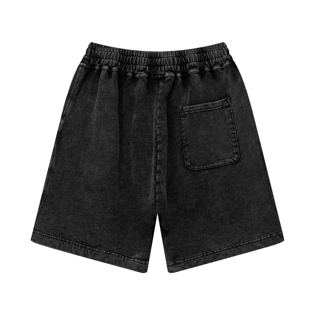 Black Gym-to-Street Shorts Back | Vintage Wash Cotton | Corporate Fitness Apparel | Wholesale MOQ 20