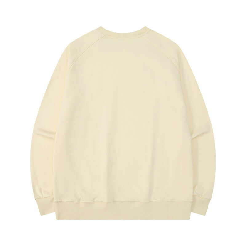 Apricot color sweatshirt back with triple ribbed construction details