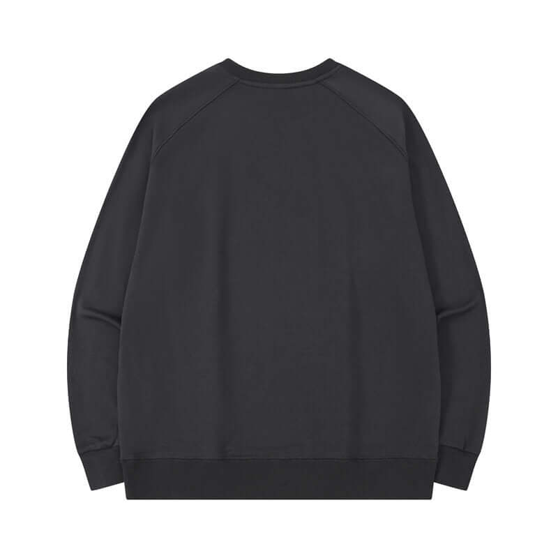 Charcoal grey sustainable sweatshirt back with shape retention feature