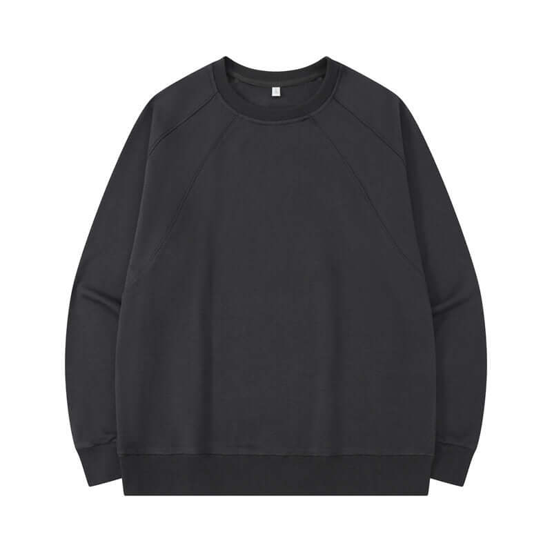Charcoal grey crewneck sweatshirt front with superior stretch recovery