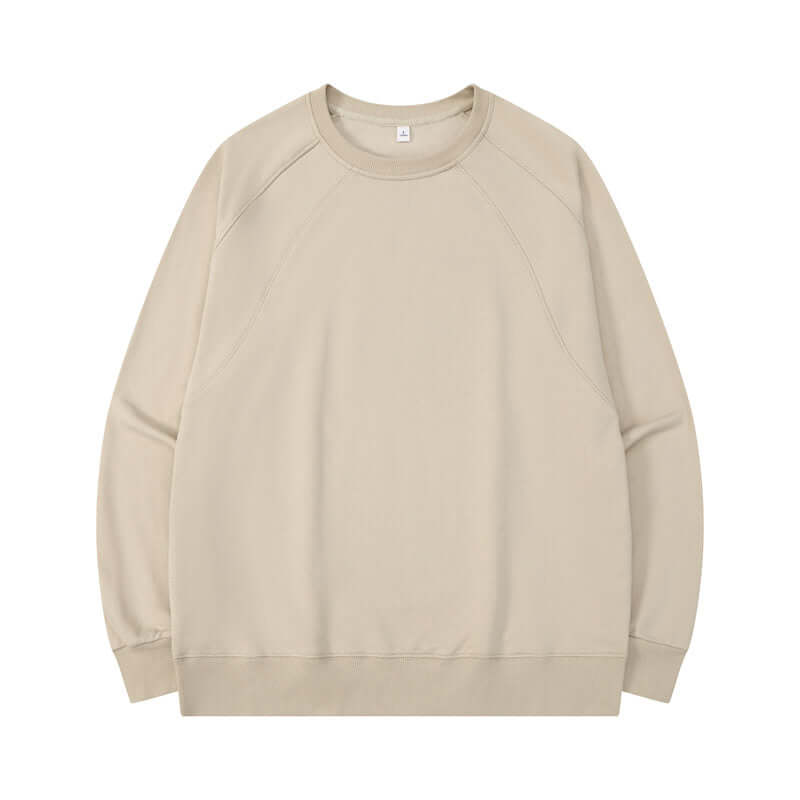 Oatmeal colored eco-conscious sweatshirt front with 11.6% plant-based Sorona®