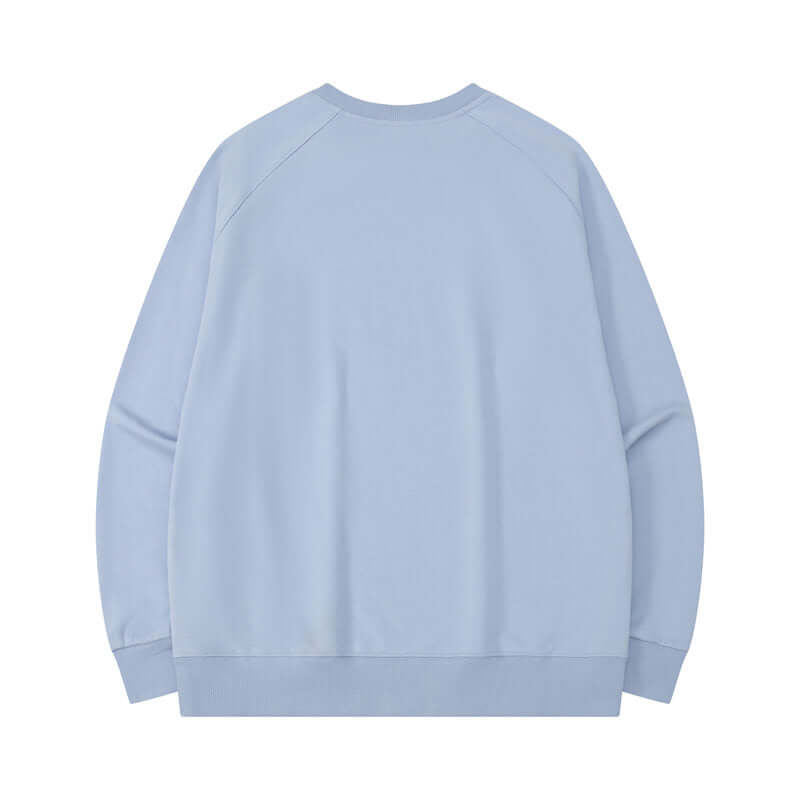 Sky blue sustainable apparel back view with colorfast dyeing