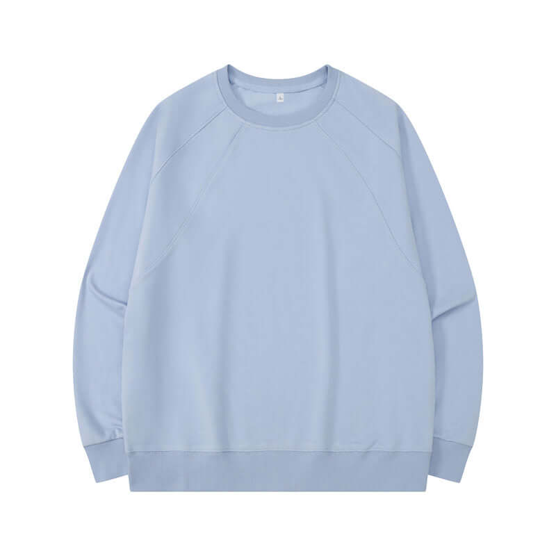 Sky blue bio-based fiber sweatshirt front with moisture-wicking properties