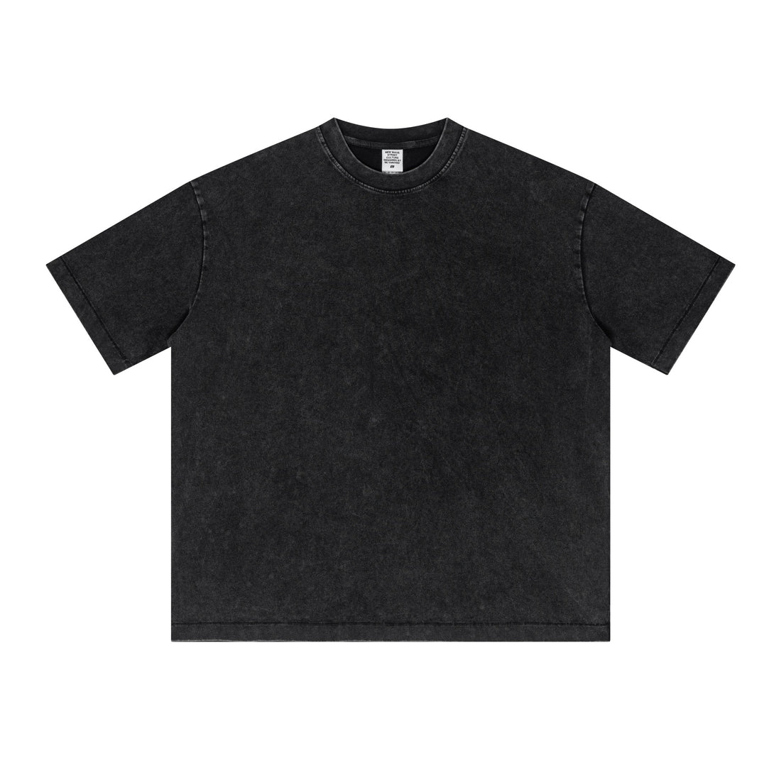 Black SS25 Snow-Wash Tee Front | Vintage Craft Collection | Wholesale MOQ 20pcs