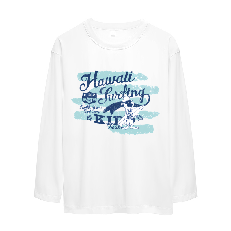 Printed white Sorona LS tee - custom logo on sustainable fabric - wholesale uniforms