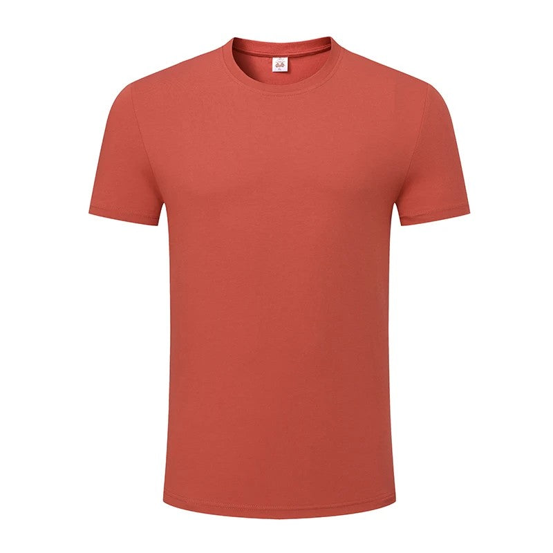 Iron pink sustainable t-shirt front - bio-based Sorona blend - promotional apparel wholesale