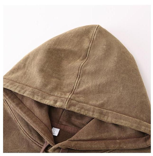 Vintage Wash Hoodie close-up of hood detail highlighting the soft fabric and muted color.