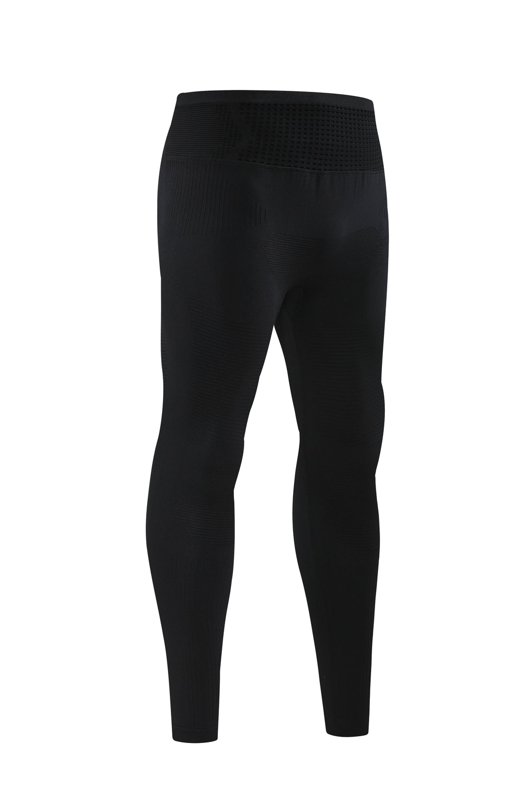 Left side detail of black training pants