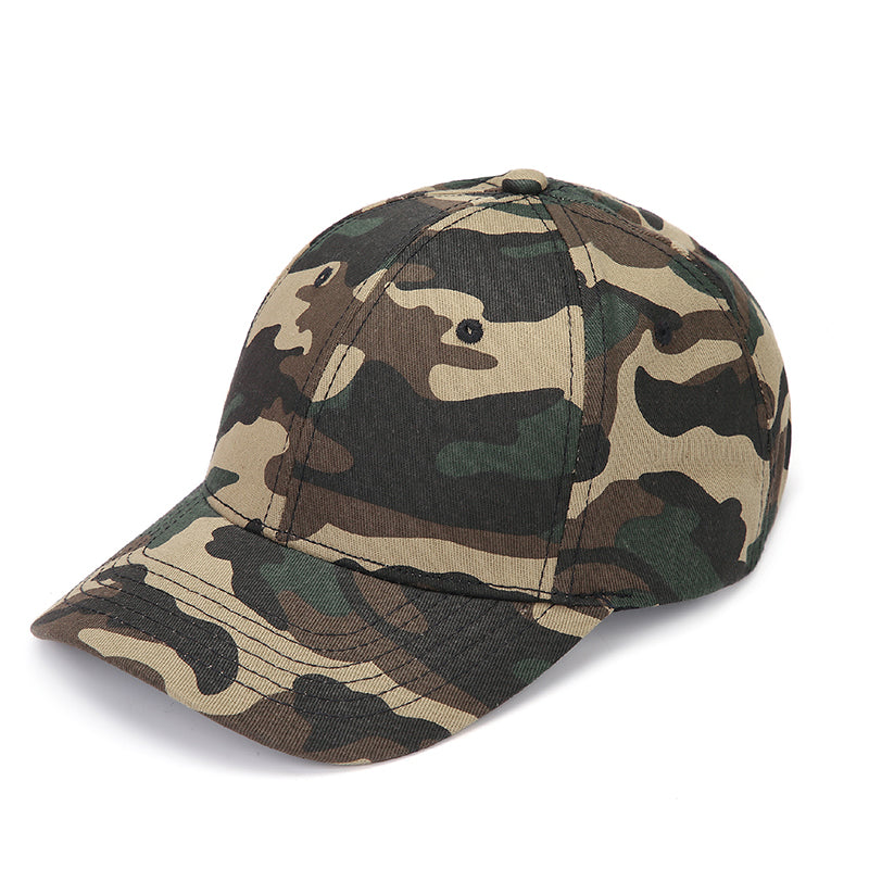 Army green camouflage baseball cap front - unisex adjustable strap