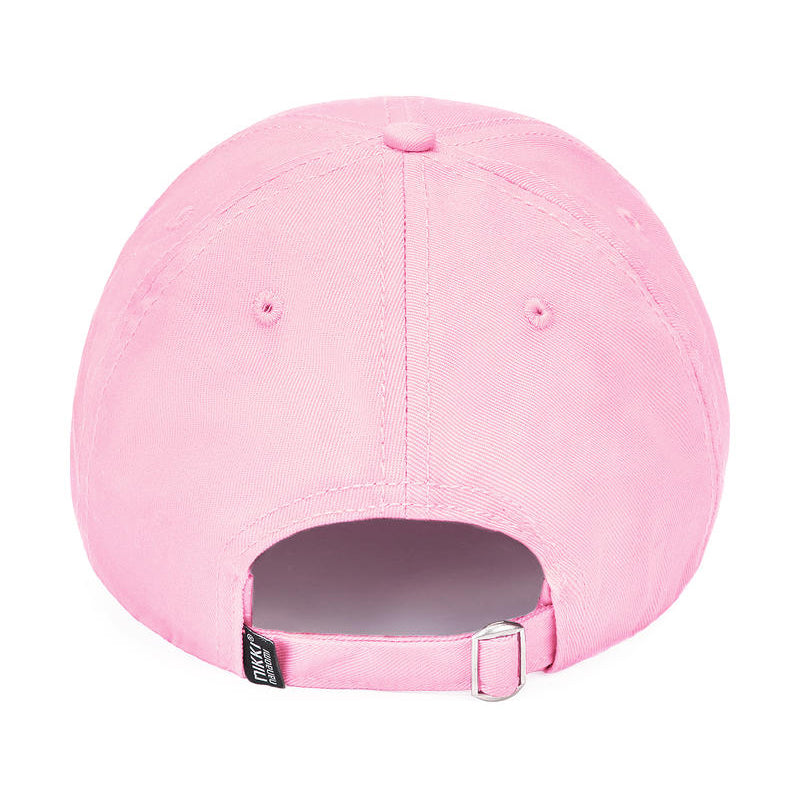 Back strap adjustment on light pink cap - custom bulk orders