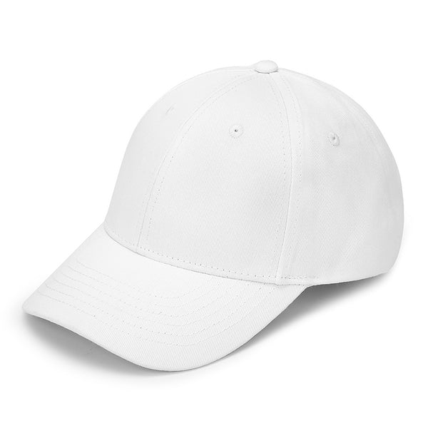 Unisex adjustable strap baseball cap front view - white 270g cotton - bulk customizable