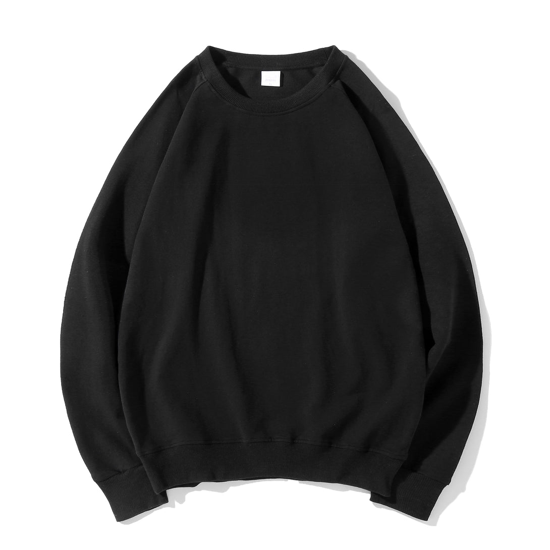 Front view of black unisex heavyweight cotton fleece crewneck sweatshirt for parent-child sets