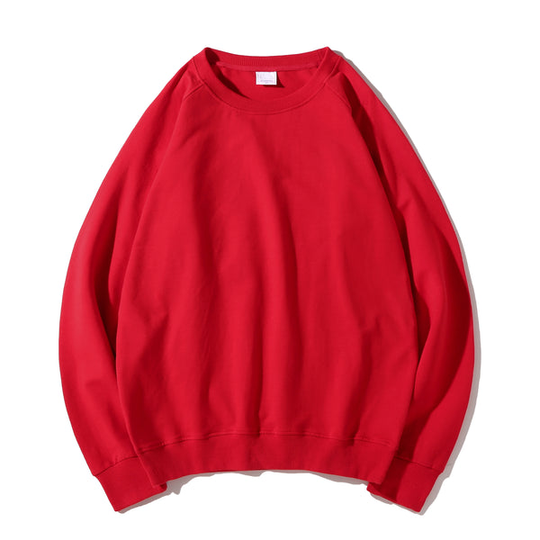 Red custom-brandable crewneck sweatshirt front for adult matching sets