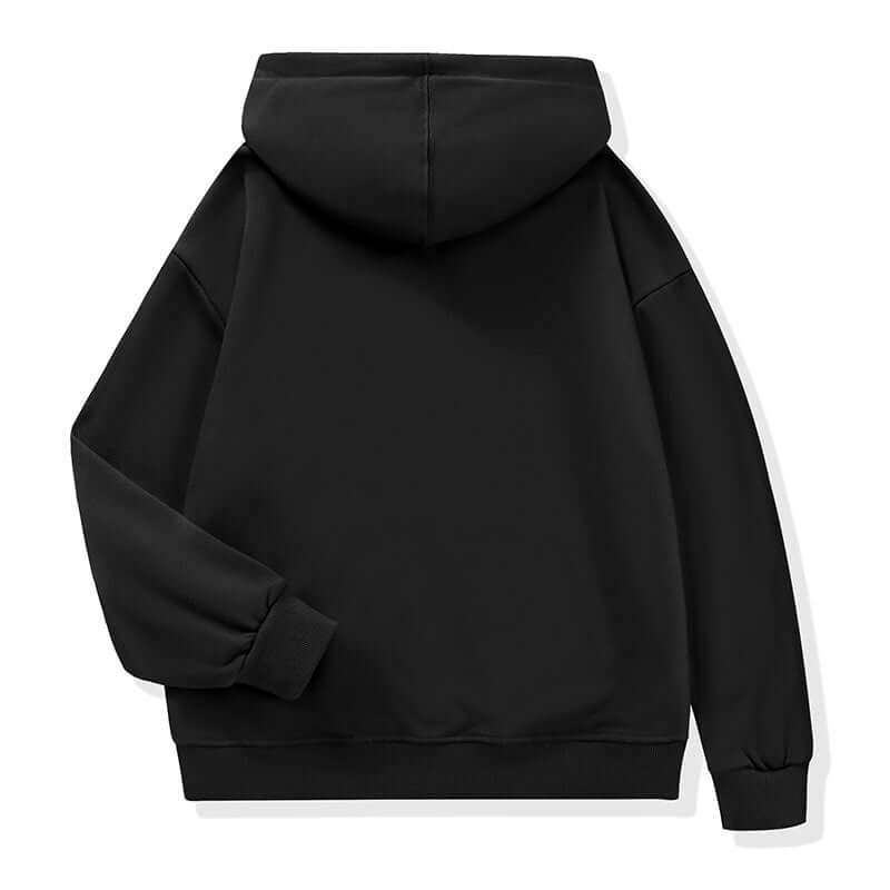 Back view of Black Unisex Heavyweight Hooded Sweatshirt