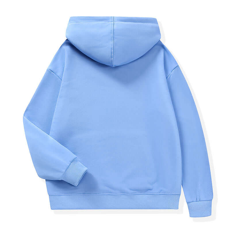 Back angle of Mist Blue Cotton Pullover Hoodie
