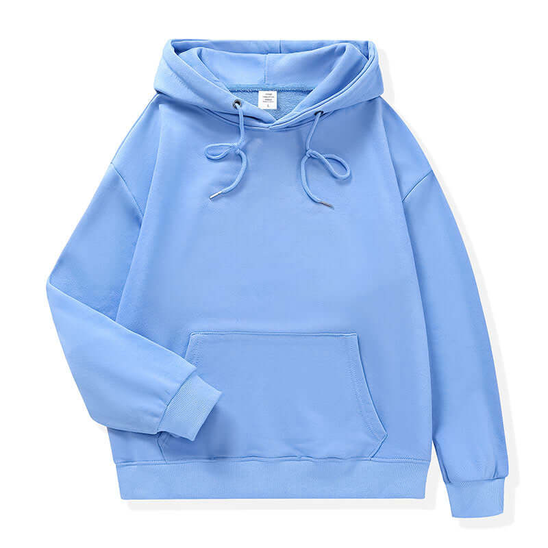 Front angle of Mist Blue Unisex Casual Hoodie