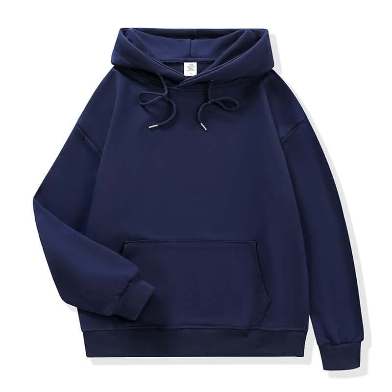 Navy Blue Unisex Hoodie front with ribbed cuffs