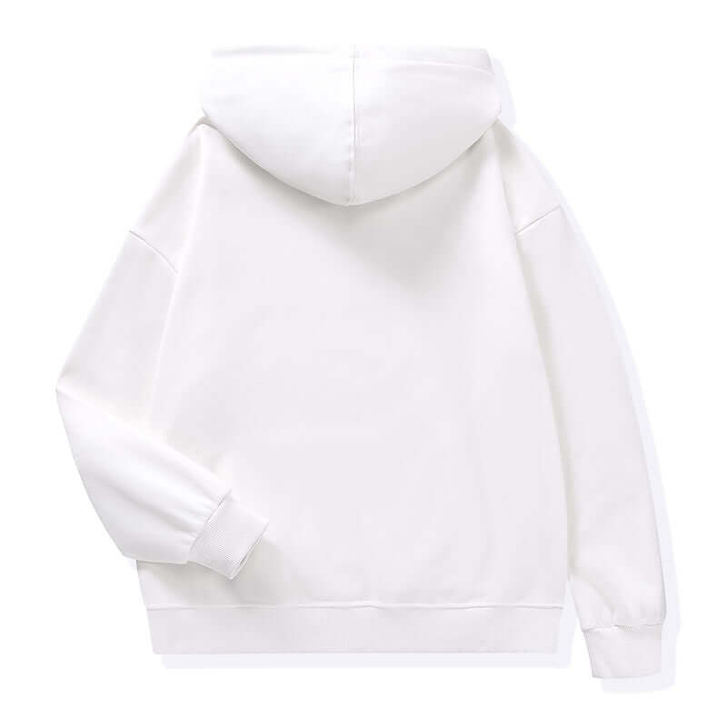 White Heavyweight Hoodie back showing fit