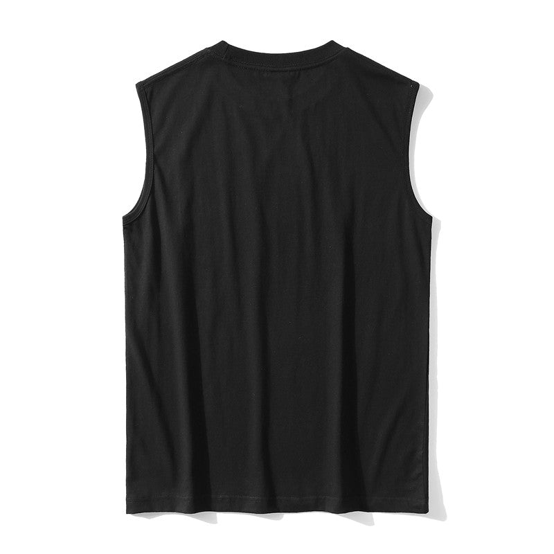 Black unisex tank top back view