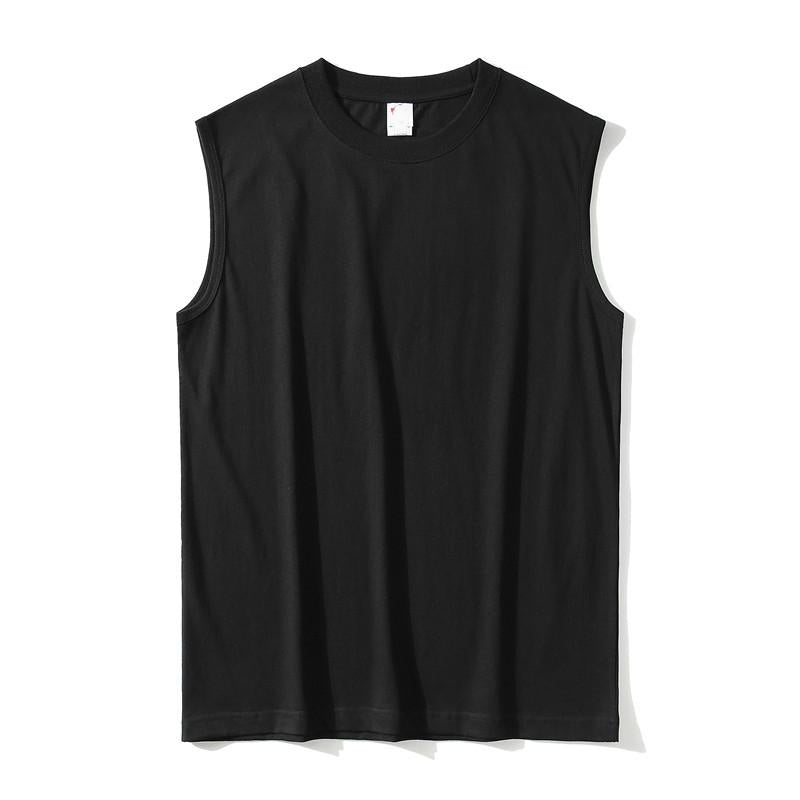 Black Japanese-style cotton sleeveless vest front view