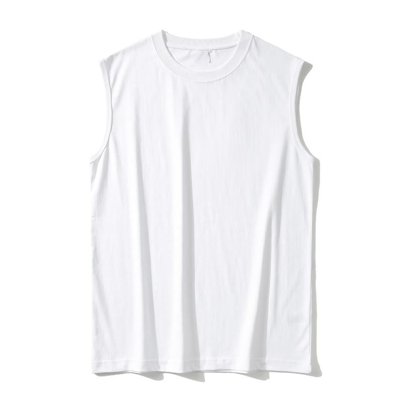 White heavy cotton athletic vest front