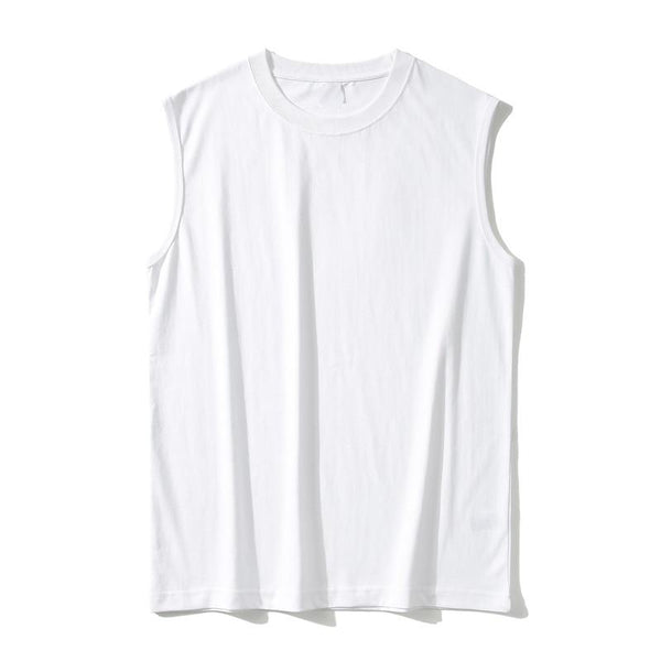 White heavy cotton athletic vest front