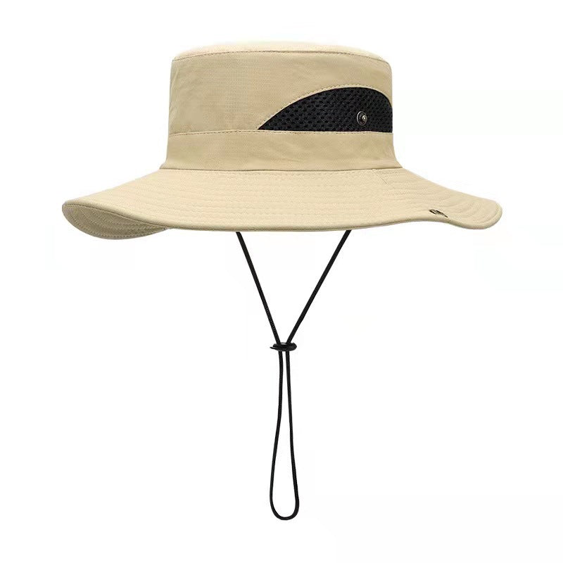 Khaki color unisex fishing hat front view