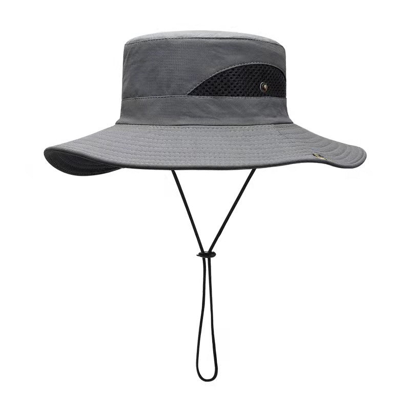 Light grey polyester outdoor hat with wide brim