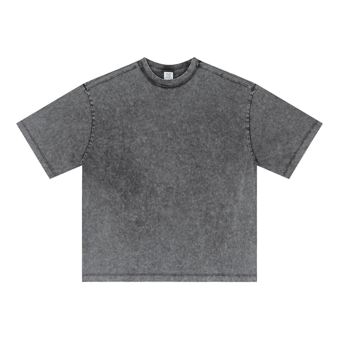 Front view of Unisex Dark Gray Oversized Cotton Tee made with 100% cotton and vintage craft techniques, streetwear essential.