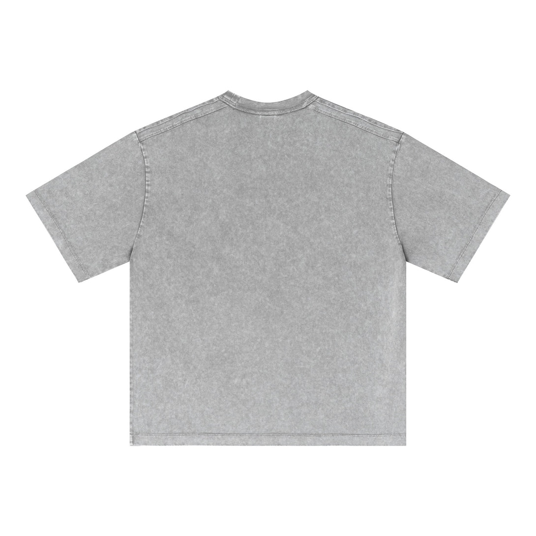 Back angle of Light Gray unisex cotton tee highlighting relaxed fit and breathable fabric construction.