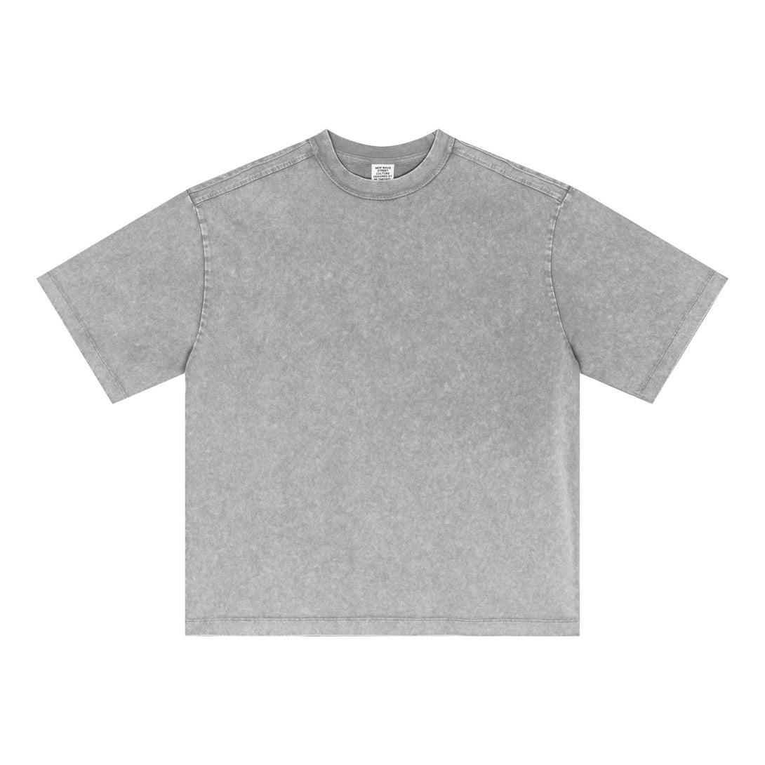 Light Gray 100% cotton oversized t-shirt front, unisex streetwear staple with artisan vintage craft.