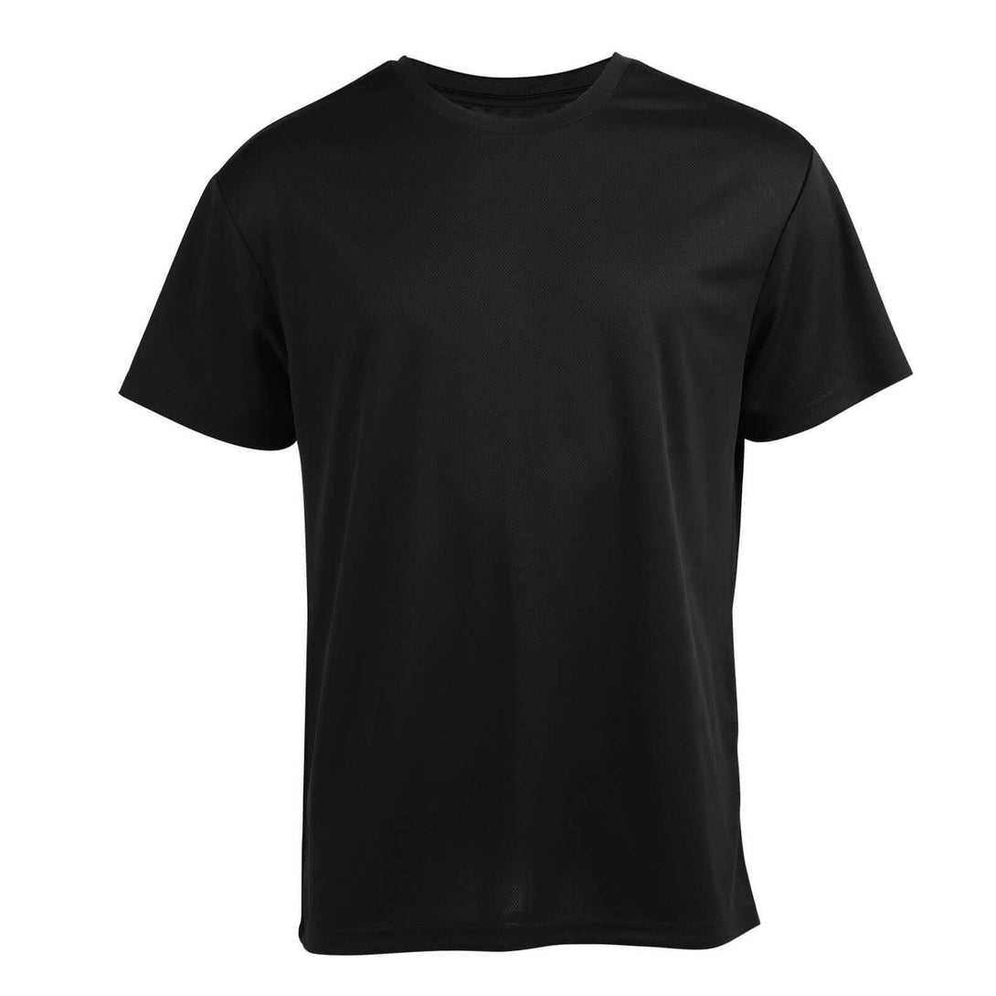 Black recycled polyester mesh t-shirt front - Quick-dry ODM eco apparel