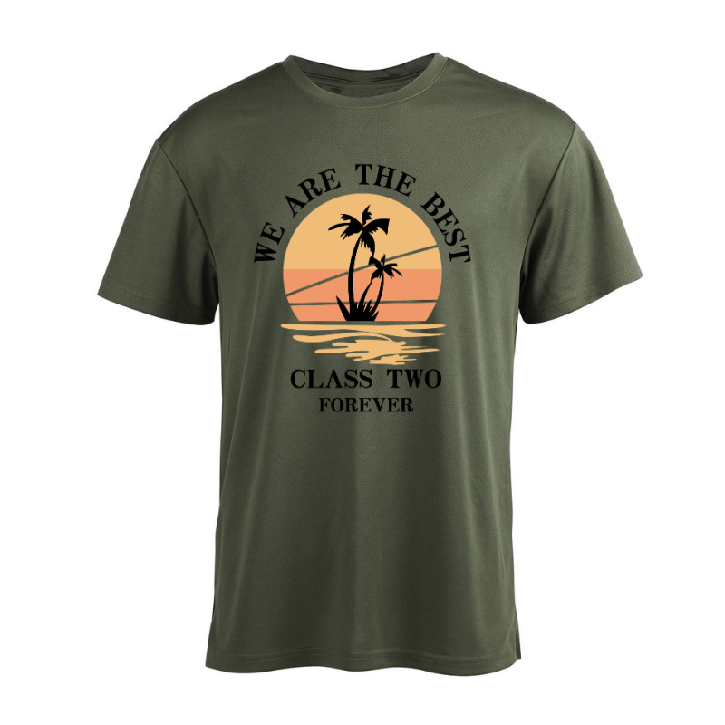 Olive green recycled mesh tee pattern - Sustainable quick-dry OEM