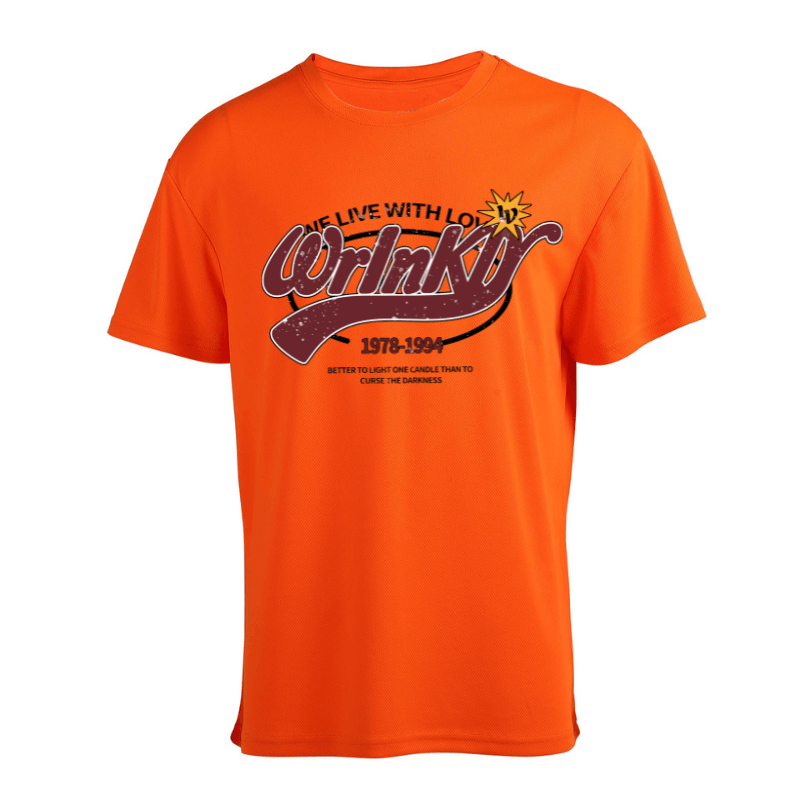Orange RPET sports tee pattern - Quick-dry mesh sustainable bulk